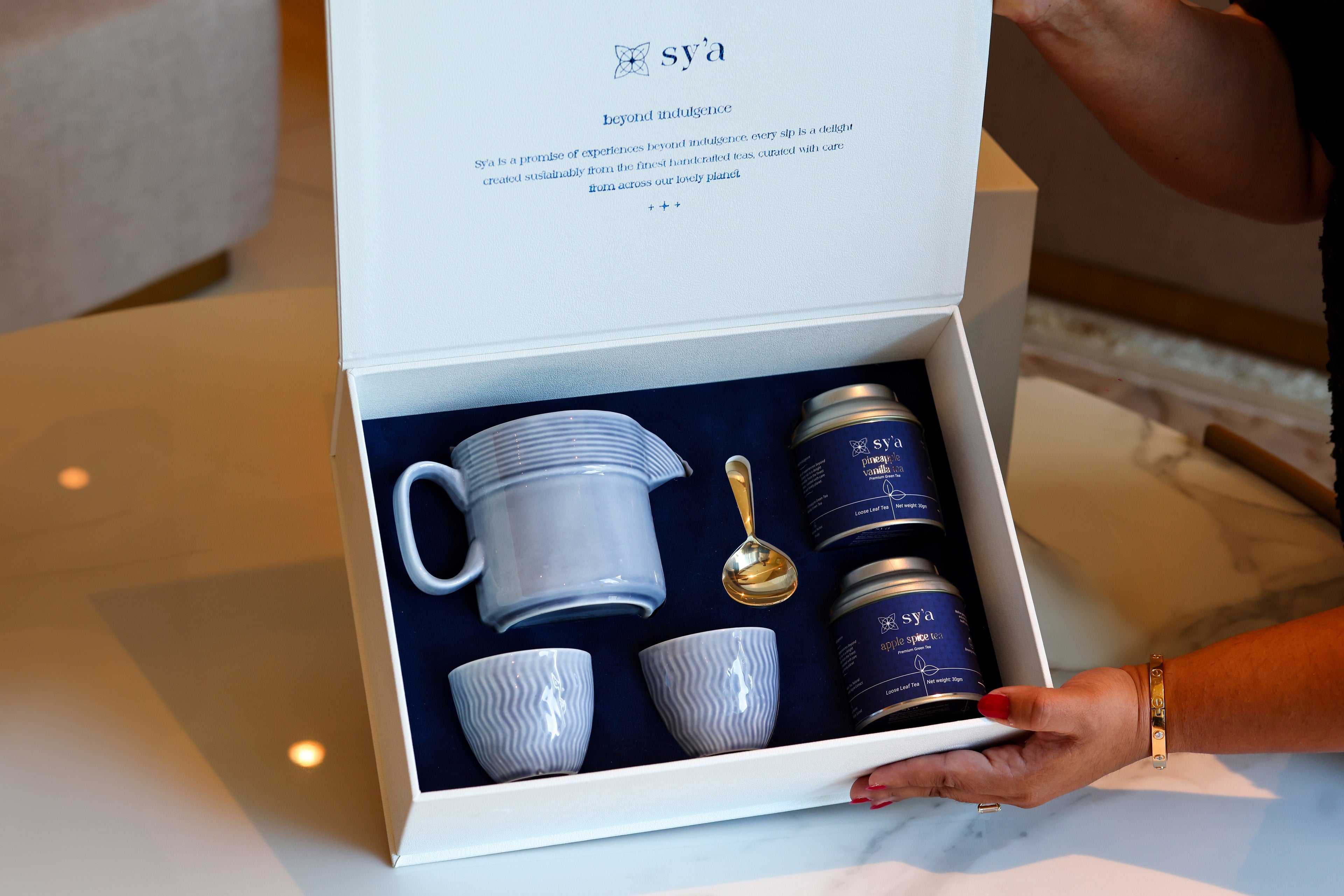sy’a royal tea set grey with green teas - sy’a
