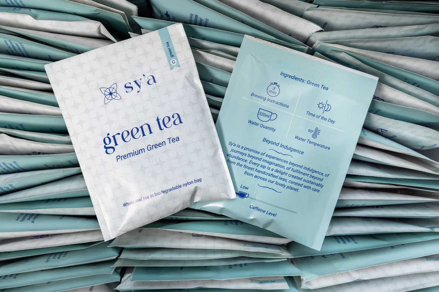 Green Tea - 100 Biodegradable Pyramid Tea Bags - sy’a