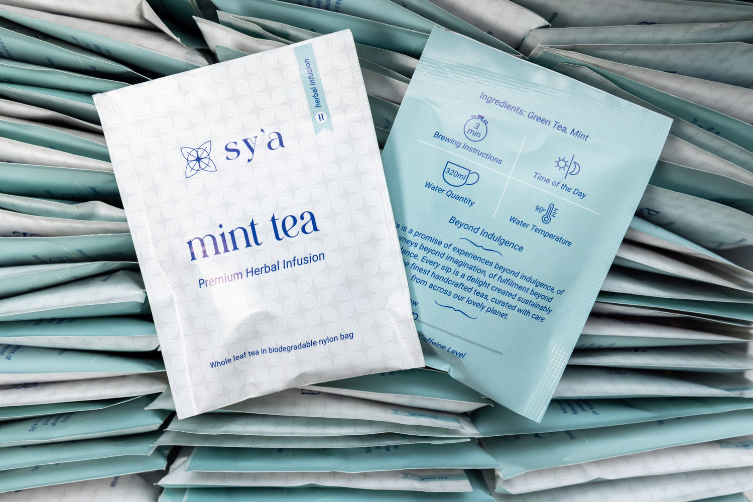 Mint Tea - 100 Biodegradable Pyramid Tea Bags - sy’a