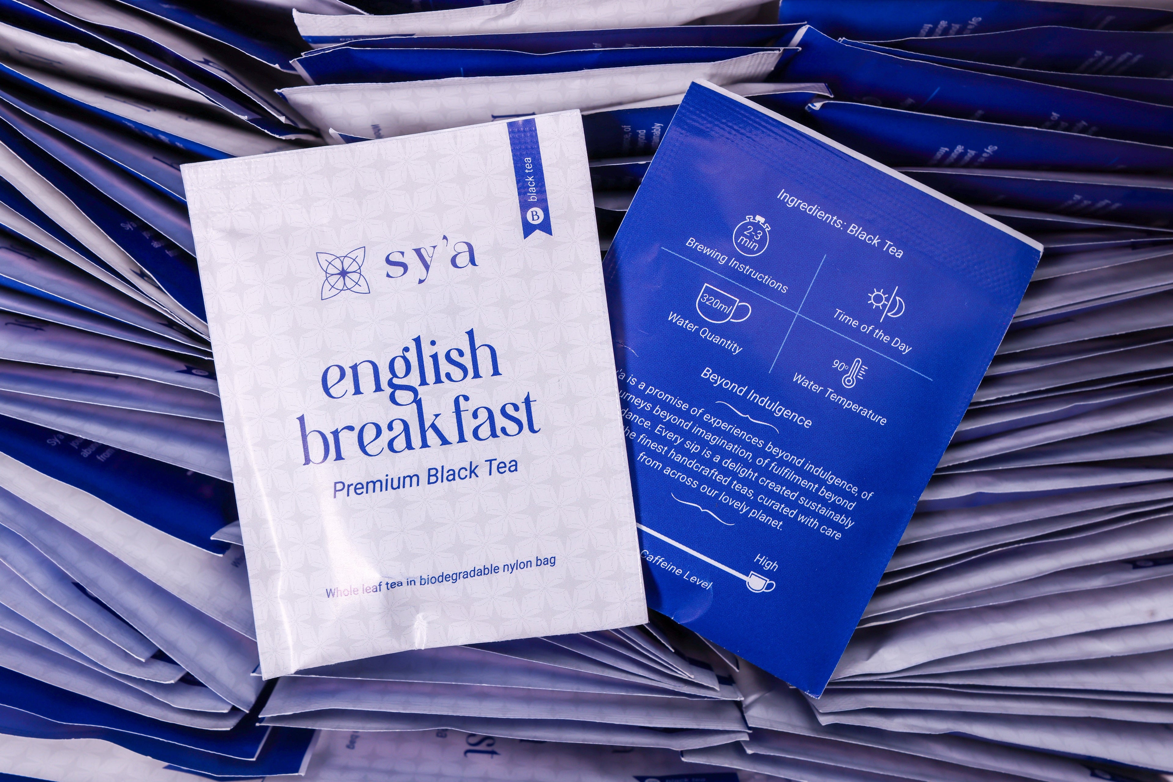 English Breakfast Tea - 100 Biodegradable Pyramid Tea Bags - sy’a