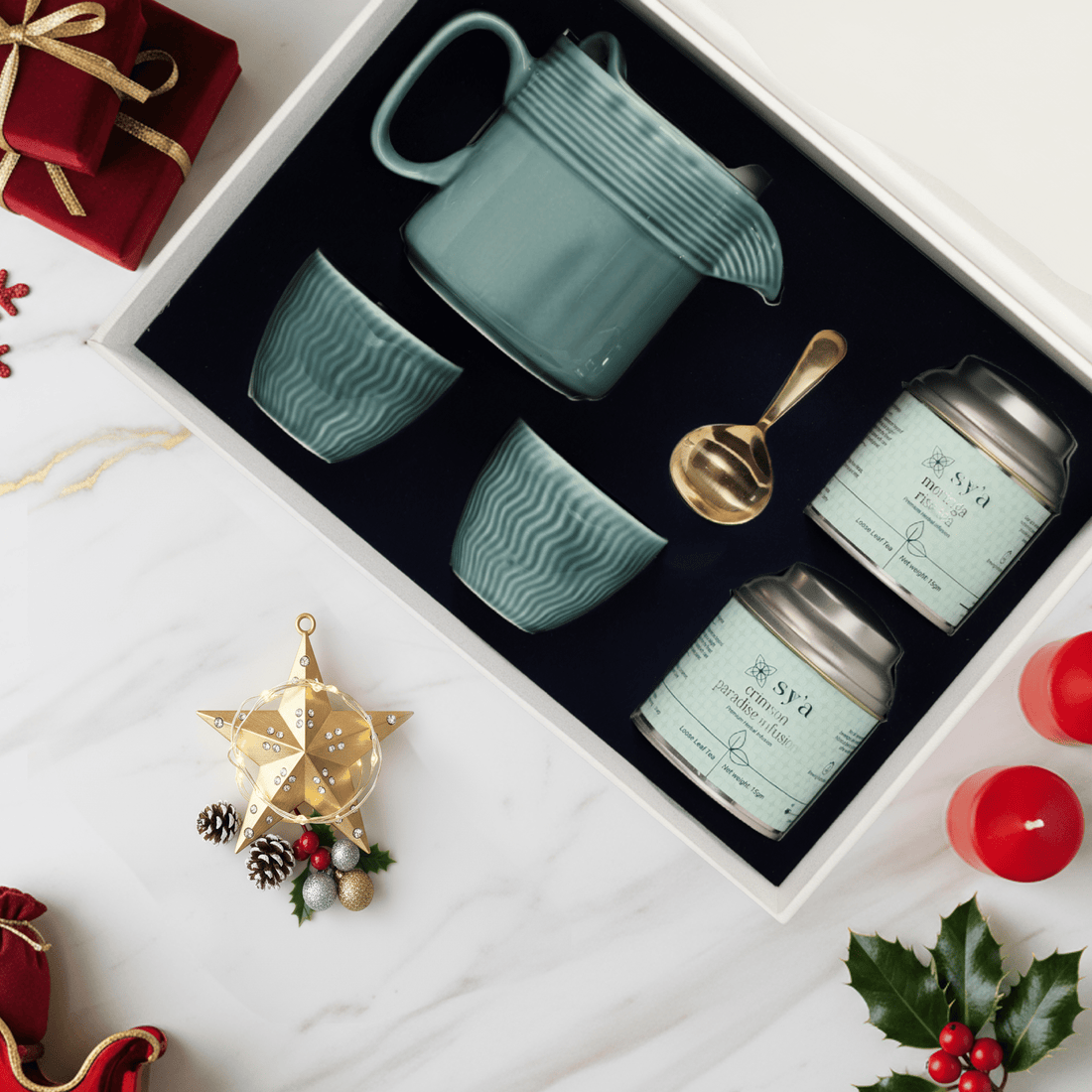 sy’a royal tea set green with herbal teas - sy’a