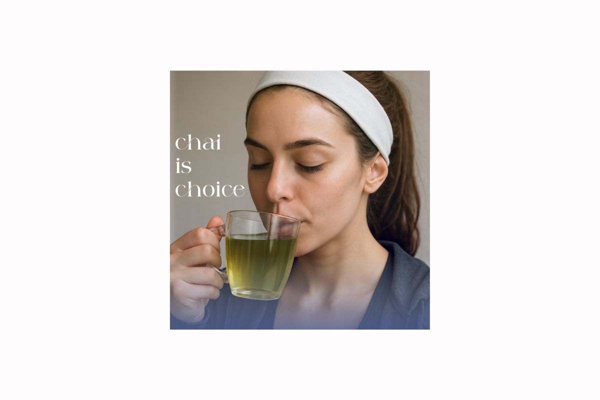 a woman sipping a cup of white tea - a serene, mindful ritual for glowing, youthful skin.