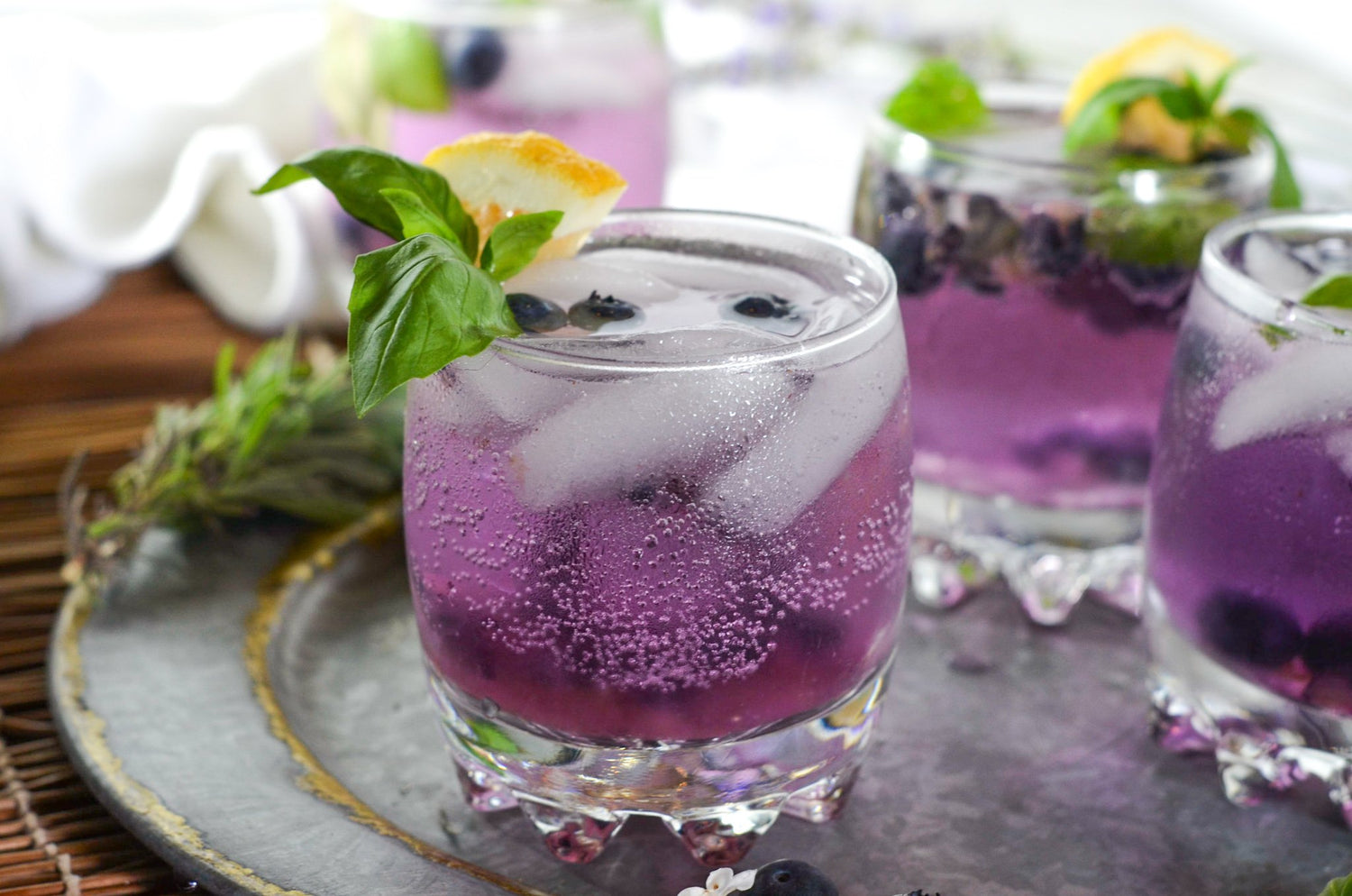 floral symphony: blueberry lavender iced tea mocktail