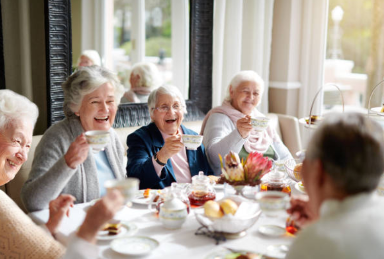 elderly women tea party