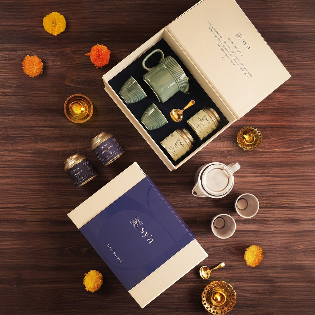 sy’a royal tea set grey with green teas - sy’a